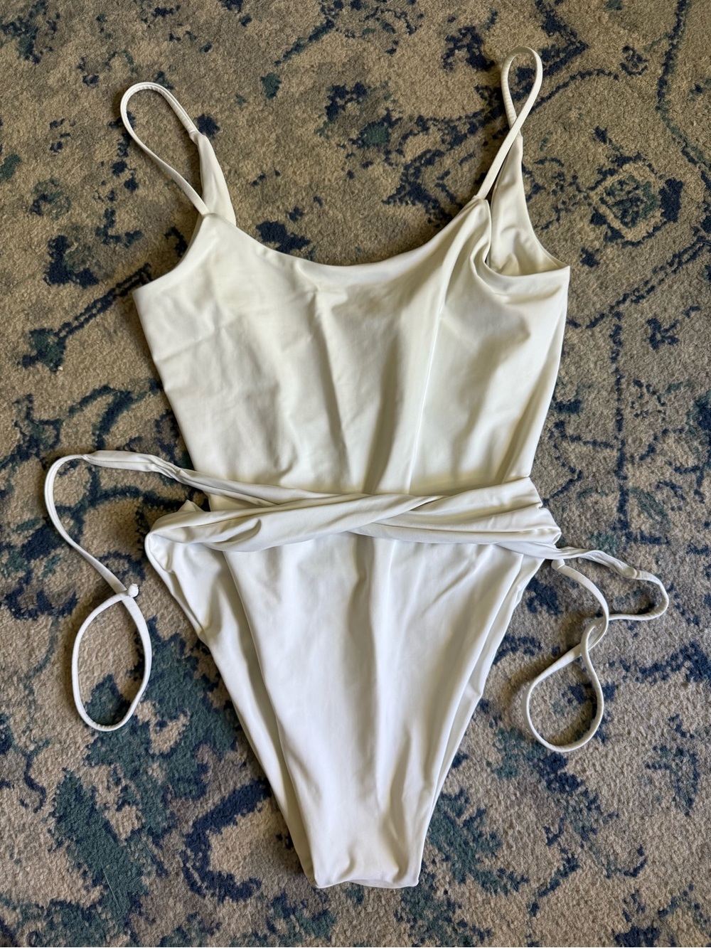 Free People Swim Women’s L Mare Perpetua White One-Piece Swimsuit with Tie Waist